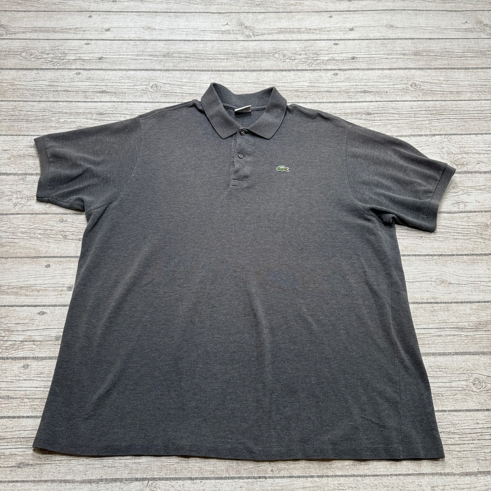 Lacoste Polo Shirt Men's 9 Charcoal Gray Short Sleeve Pique Cotton Classic Fit